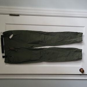 Olive Green Twill Cotton Joggers Men's M